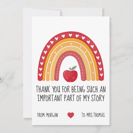 Teacher Appreciation Card – Important Part Story Feestdagenkaart (Voorkant)