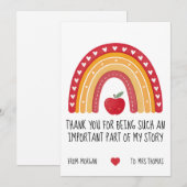 Teacher Appreciation Card – Important Part Story Feestdagenkaart (Voorkant / Achterkant)