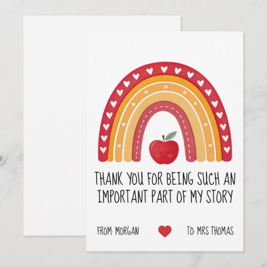 Teacher Appreciation Card – Important Part Story Feestdagenkaart (Voorkant / Achterkant)