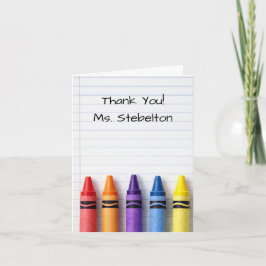 Teacher Appreciation Crayon Thank You Card Bedankkaart