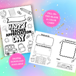 Teacher Appreciation Fill In The Blank Card Kaart