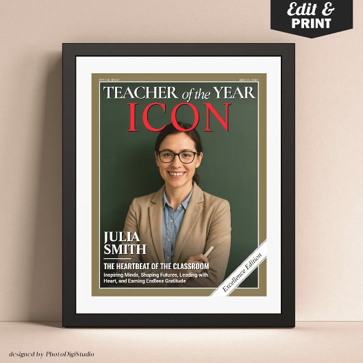 Teacher Appreciation Gift, Custom Magazine Hoesje Poster