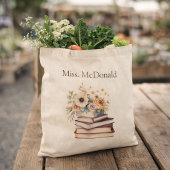 Teacher Appreciation Gift Floral Books Tote Bag