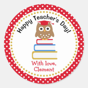 Teacher Appreciation Gift Gepersonaliseerd (Red Ow Ronde Sticker
