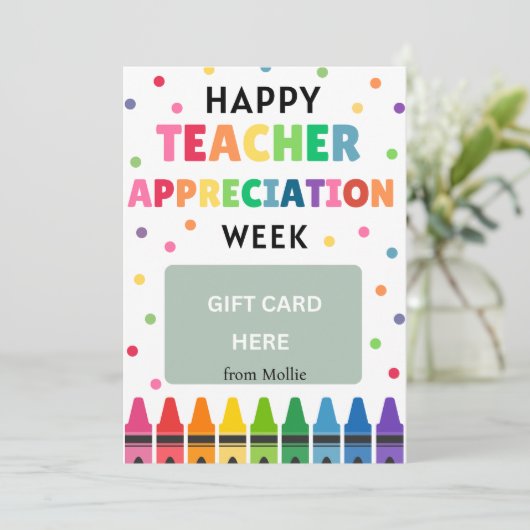 Teacher Appreciation Gift Kaart Houder - Crayons (Staand voorkant)