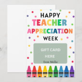 Teacher Appreciation Gift Kaart Houder - Crayons (Voorkant / Achterkant)