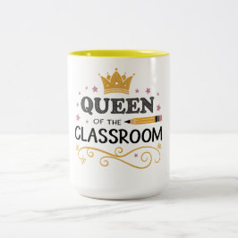 Teacher Appreciation Gift – Queen of the Classroom Tweekleurige Koffiemok