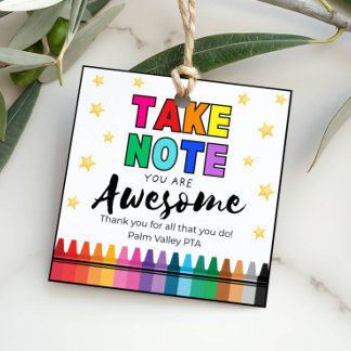 Teacher Appreciation Gift Tag "Take Note" Bedankjes Labels