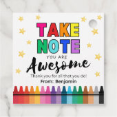Teacher Appreciation Gift Tag "Take Note" Bedankjes Labels (Achterkant)