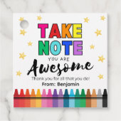 Teacher Appreciation Gift Tag "Take Note" Bedankjes Labels (Voorkant)