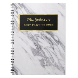 Teacher Appreciation Gift   White Marble Texture Notitieboek