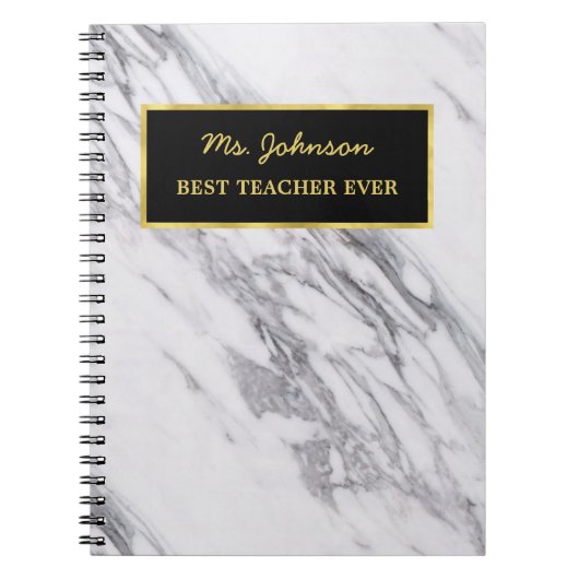 Teacher Appreciation Gift | White Marble Texture Notitieboek (Voorkant)
