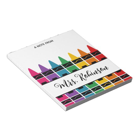 Teacher Appreciation Rainbow Crayon Notepad Notitieblok (Schuin)