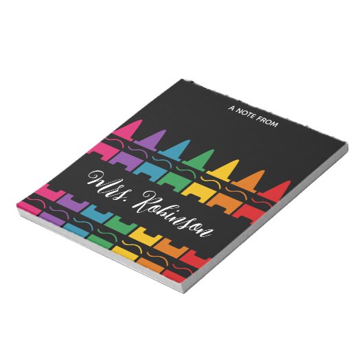 Teacher Appreciation Rainbow Crayon Notepad Notitieblok (Linkerzijde)