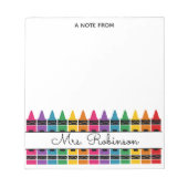 Teacher Appreciation Rainbow Crayon  Notitieblok (Voorkant)