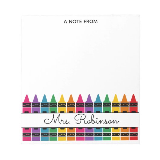 Teacher Appreciation Rainbow Crayon  Notitieblok (Voorkant)