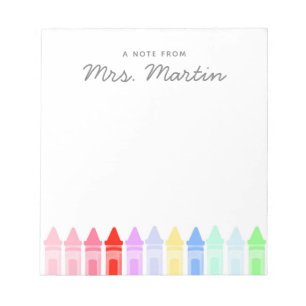 Teacher Appreciation Rainbow Crayon Notitieblok Gi