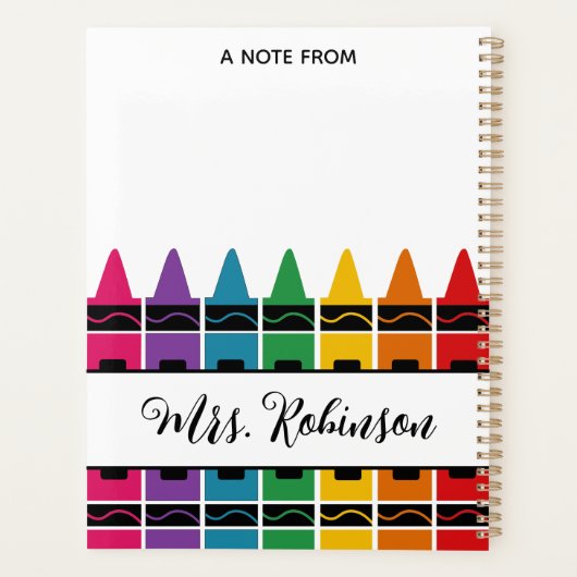 Teacher Appreciation Rainbow Crayon  Planner (Achterkant)