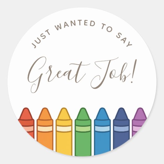 Teacher Appreciation Rainbow Crayon Ronde Sticker (Voorkant)