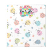 Teacher Appreciation Rainbow Pencil Ladybug op maa Notitieblok (Voorkant)
