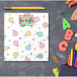 Teacher Appreciation Rainbow Pencil Ladybug op maa Notitieblok