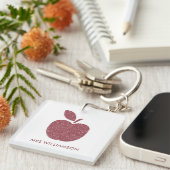 TEACHER APPRECIATION ROOS GOLD APPLE NAAM SLEUTELHANGER (Voorkant Rechts)