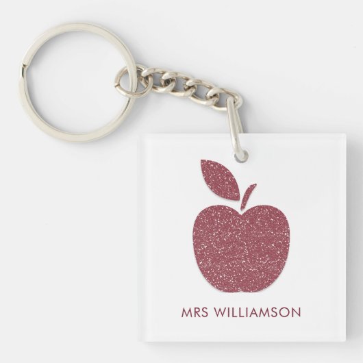 TEACHER APPRECIATION ROOS GOLD APPLE NAAM SLEUTELHANGER (voorkant)