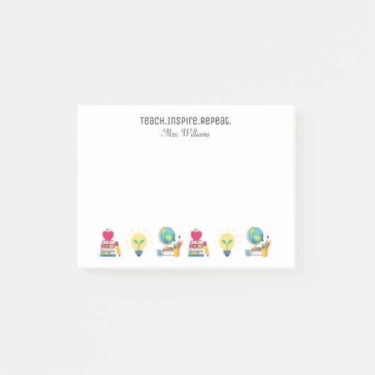 Teacher Appreciation Teach Inspire Repeat School  Post-it® Notes (Voorkant)