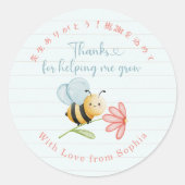 Teacher Appreciation Thank You Bee Note Paper Ronde Sticker (Voorkant)