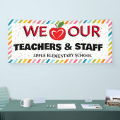 Teacher Appreciation Week Kleurrijke rode appel Spandoek (Beurs)