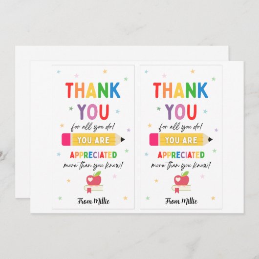 Teacher Appreciation Week - Mini Kaart inc. Digita (Voorkant / Achterkant)