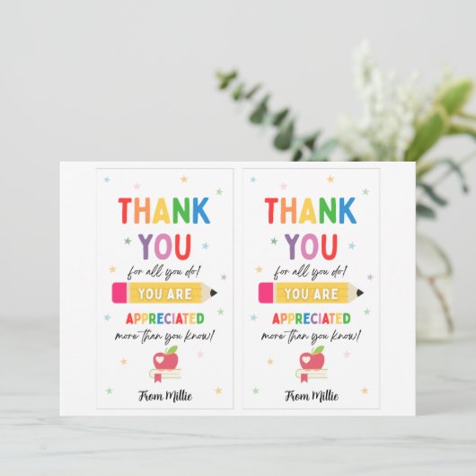 Teacher Appreciation Week - Mini Kaart inc. Digita (Staand voorkant)