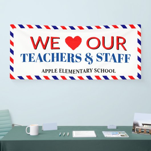 Teacher Appreciation Week Navy & rode appel Spandoek (Beurs)