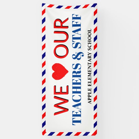 Teacher Appreciation Week Navy & rode appel Spandoek (Verticaal)