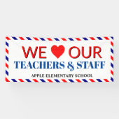 Teacher Appreciation Week Navy & rode appel Spandoek (Horizontaal)