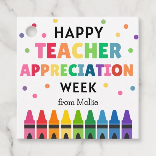 Teacher Appreciation Week veelkleurige kleurpotlod Bedankjes Labels (Voorkant)