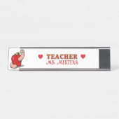 Teacher Appreciation Worm in Apple Naam toevoegen Bureau Naambordje (Voorkant)