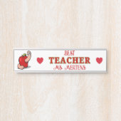 Teacher Appreciation Worm in Apple Naam toevoegen Deurbordje (Voorkant)