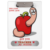 Teacher Appreciation Worm in Apple Naam toevoegen Klembord (Voorkant)