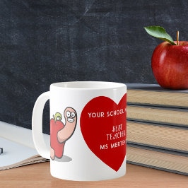 Teacher Appreciation Worm in Apple Naam toevoegen Koffiemok