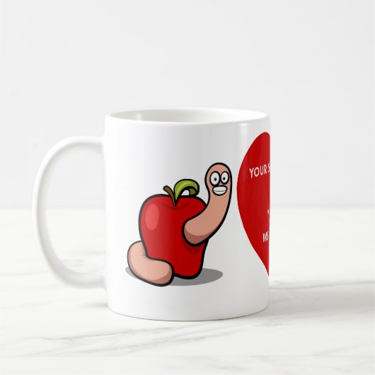 Teacher Appreciation Worm in Apple Naam toevoegen Koffiemok (Links)