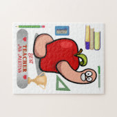 Teacher Appreciation Worm in Apple Naam toevoegen Legpuzzel (Horizontaal)
