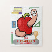 Teacher Appreciation Worm in Apple Naam toevoegen Legpuzzel (Verticaal)