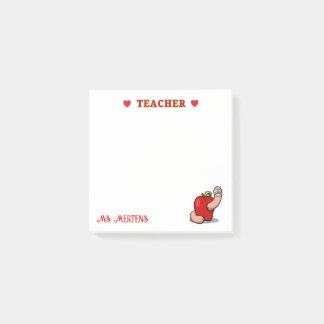 Teacher Appreciation Worm in Apple Naam toevoegen Post-it® Notes