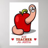 Teacher Appreciation Worm in Apple Naam toevoegen Poster (Voorkant)