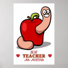 Teacher Appreciation Worm in Apple Naam toevoegen Poster