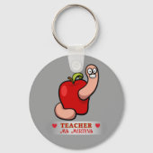 Teacher Appreciation Worm in Apple Naam toevoegen Sleutelhanger (Achterkant)