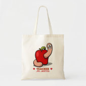 Teacher Appreciation Worm in Apple Naam toevoegen  Tote Bag (Voorkant)