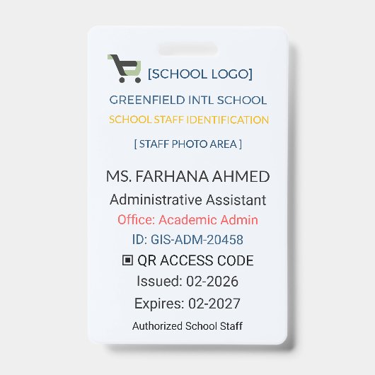 Teacher Badge | Assistant ID – School Staff (Voorkant)