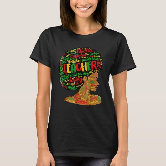Teacher Black History Queen Melanin Afro African P T-shirt (Voorkant)
